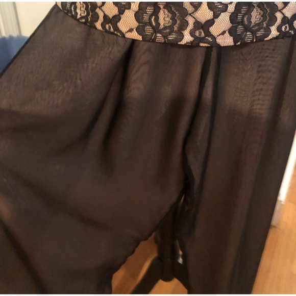 Cacique  size large black sheer pull on wide leg pant with nude lining - Picture 9 of 12